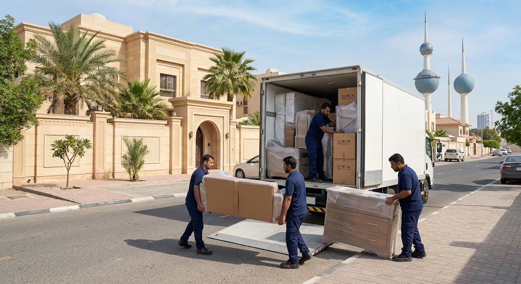عمال وفنيون يقومون بنقل الأثاث بأمان واحترافية في الكويت