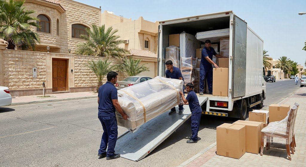 عمال محترفون يقومون بنقل أثاث بالكويت بشكل آمن وسريع لضمان عدم تعرضه لأي خدوش أو كسور
