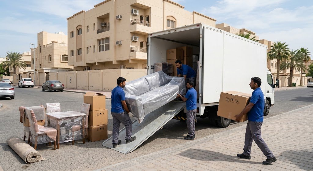 عمال وسيارات شركة نقل عفش في الكويت لتقديم خدمات نقل أثاث سريعة ومضمونة
