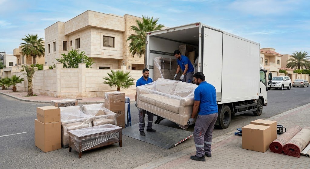 سيارات مجهزة وعمالة محترفة تقوم بنقل العفش في الكويت